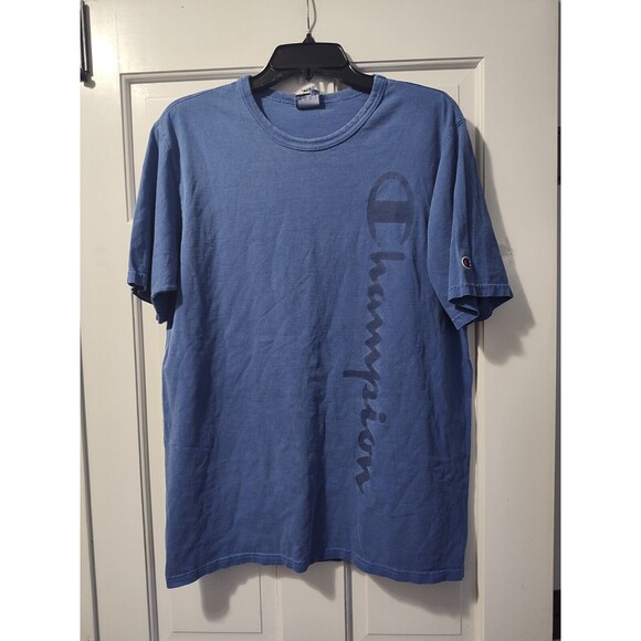 Champion Short Sleeve Algodon Faded Blue T-Shirt Size Adult Large Fast Shipping - Picture 3 of 11